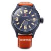 Naviforce Men's Watch - Water Resistant Quartz (Japanese Movement) Watch with Date Day Display Leather Band