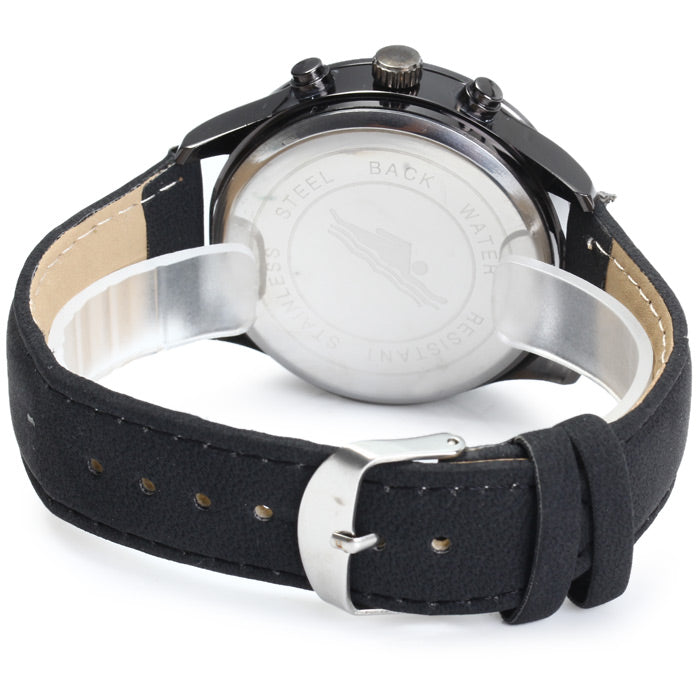 WoMaGe Men's Quartz Watch with Decorative Sub-dials Nubuck Leather Strap