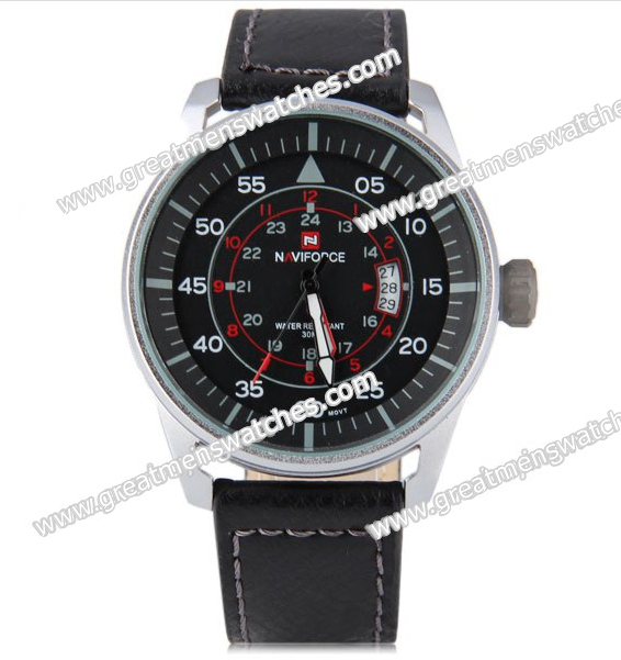 Naviforce Military Style Watch Japanese Movement Quartz with Date Function - BLACK
