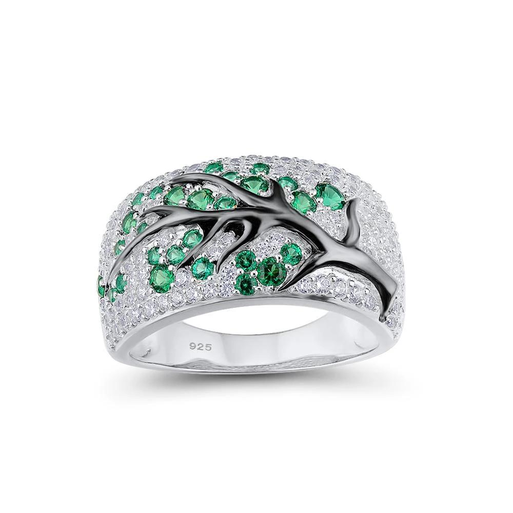 Set of Green Branch Cherry Tree Earrings & Ring