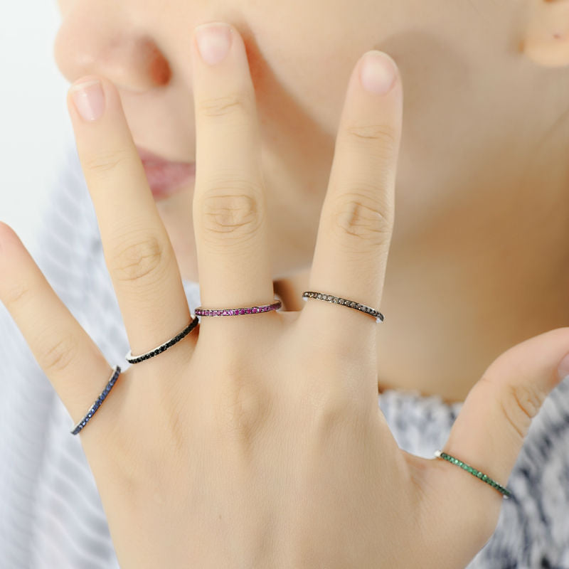 Ladies Gem Stone Stackable Ring in 925 Sterling Silver