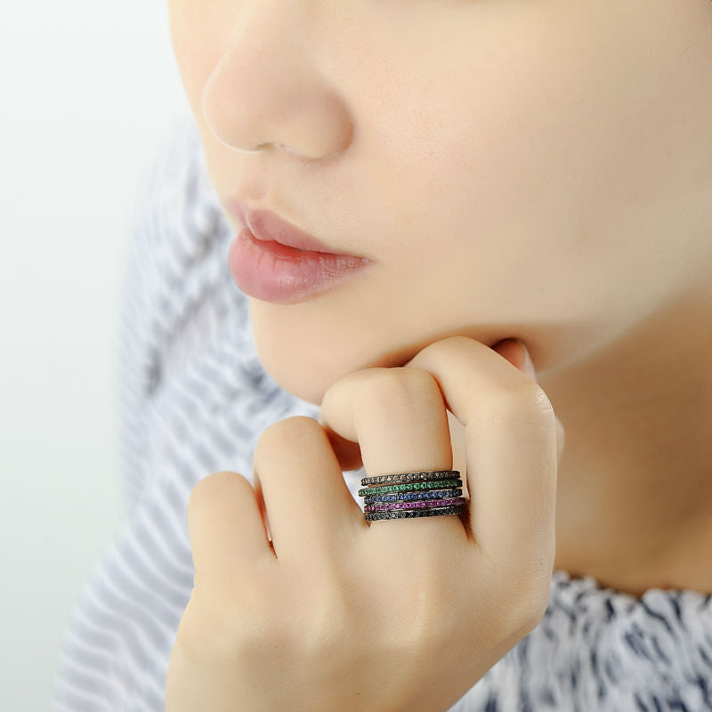 Ladies Gem Stone Stackable Ring in 925 Sterling Silver