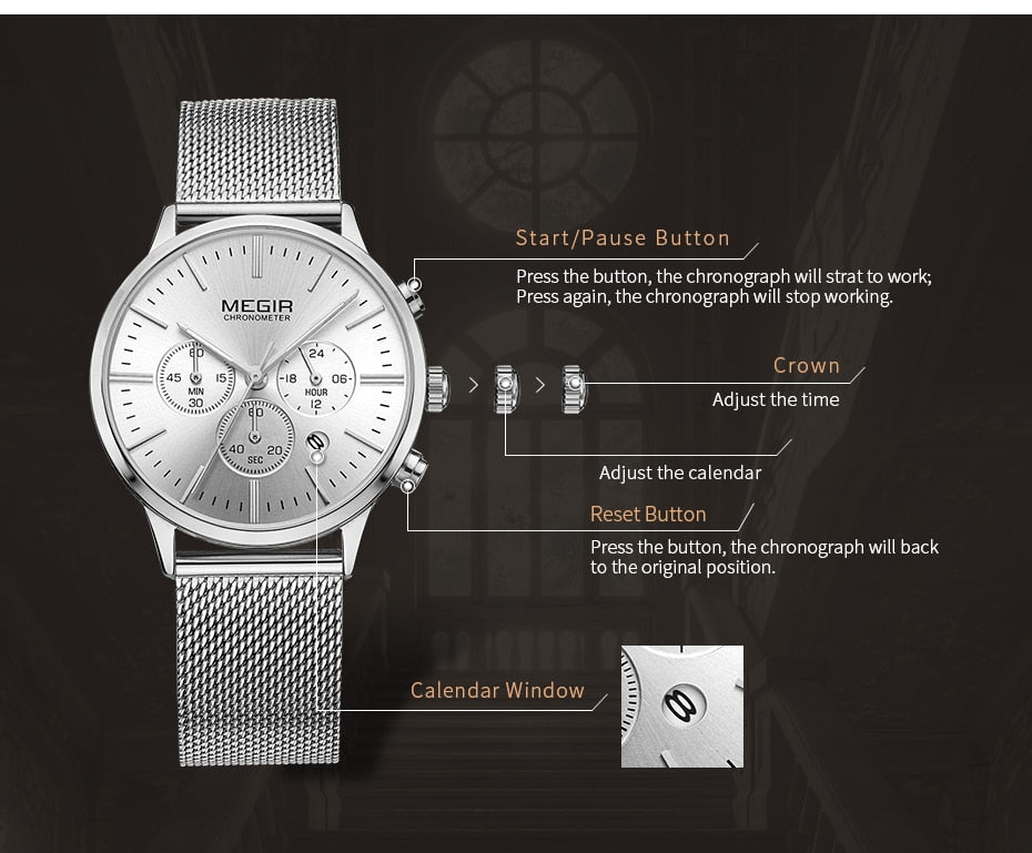 Multi Function Chronograph Stainless Steel Watch