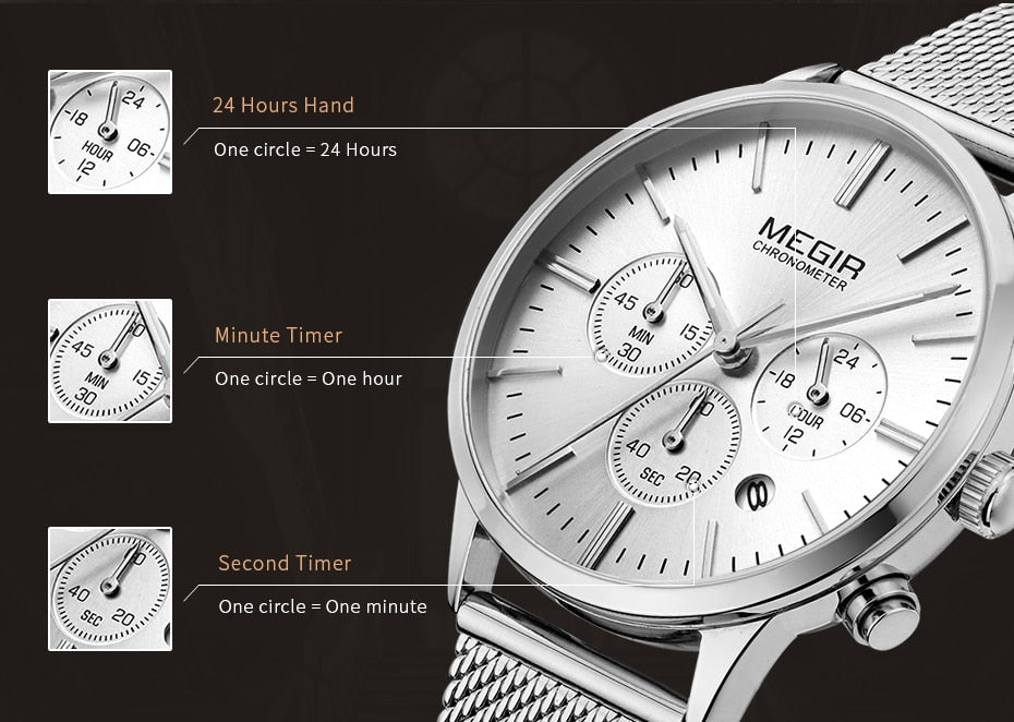 Multi Function Chronograph Stainless Steel Watch