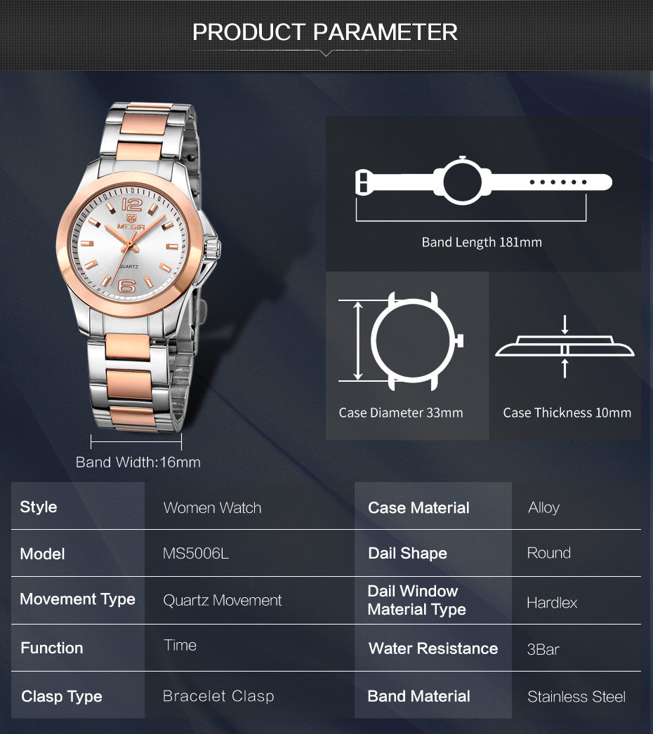 Two Tone or Solid Stainless Steel Womens Watches