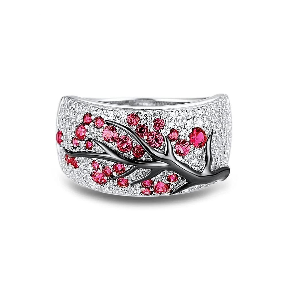 Set of Brilliant Cherry Tree Earrings & Ring