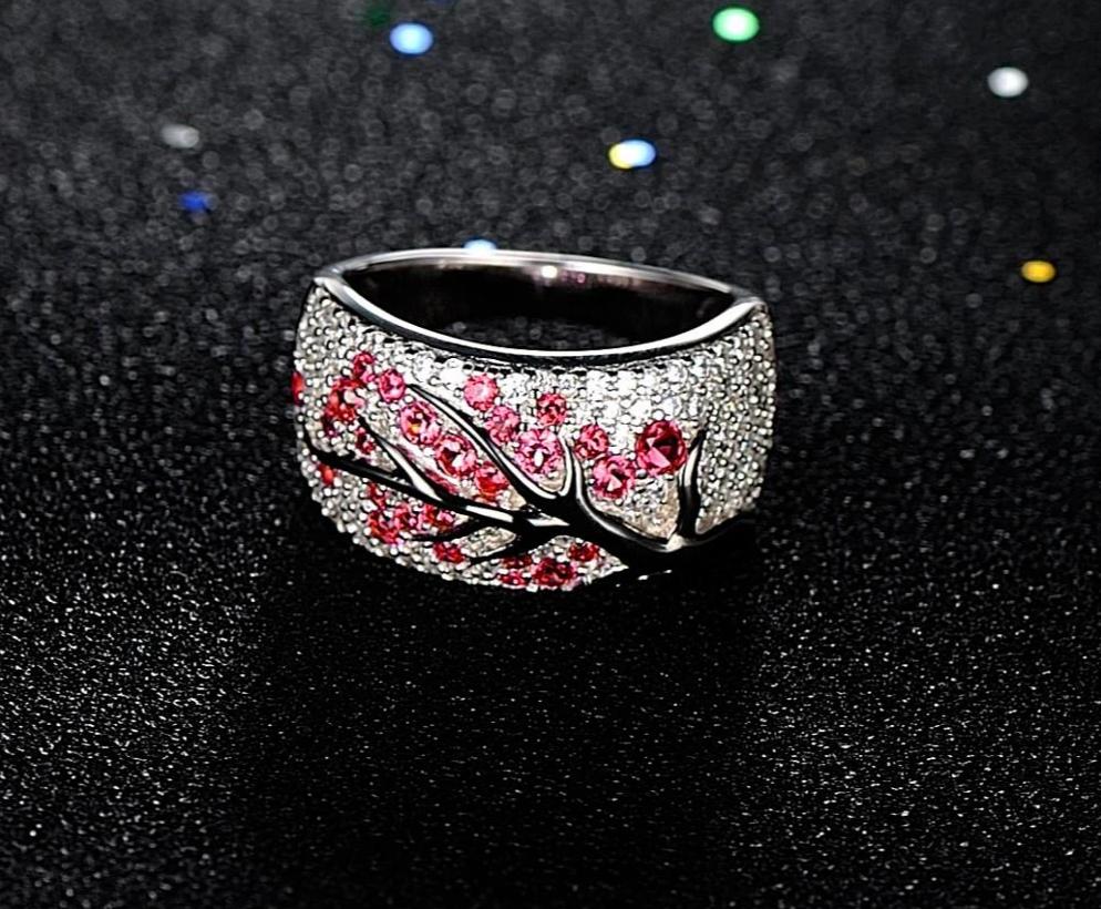 Set of Brilliant Cherry Tree Earrings & Ring