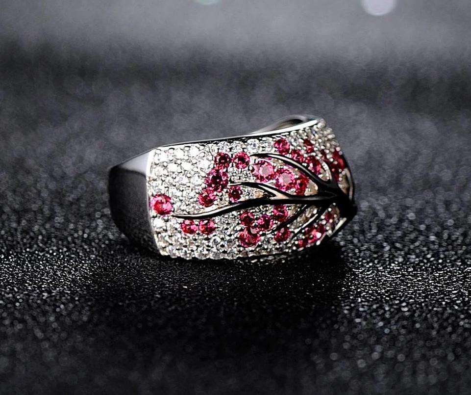 Set of Brilliant Cherry Tree Earrings & Ring