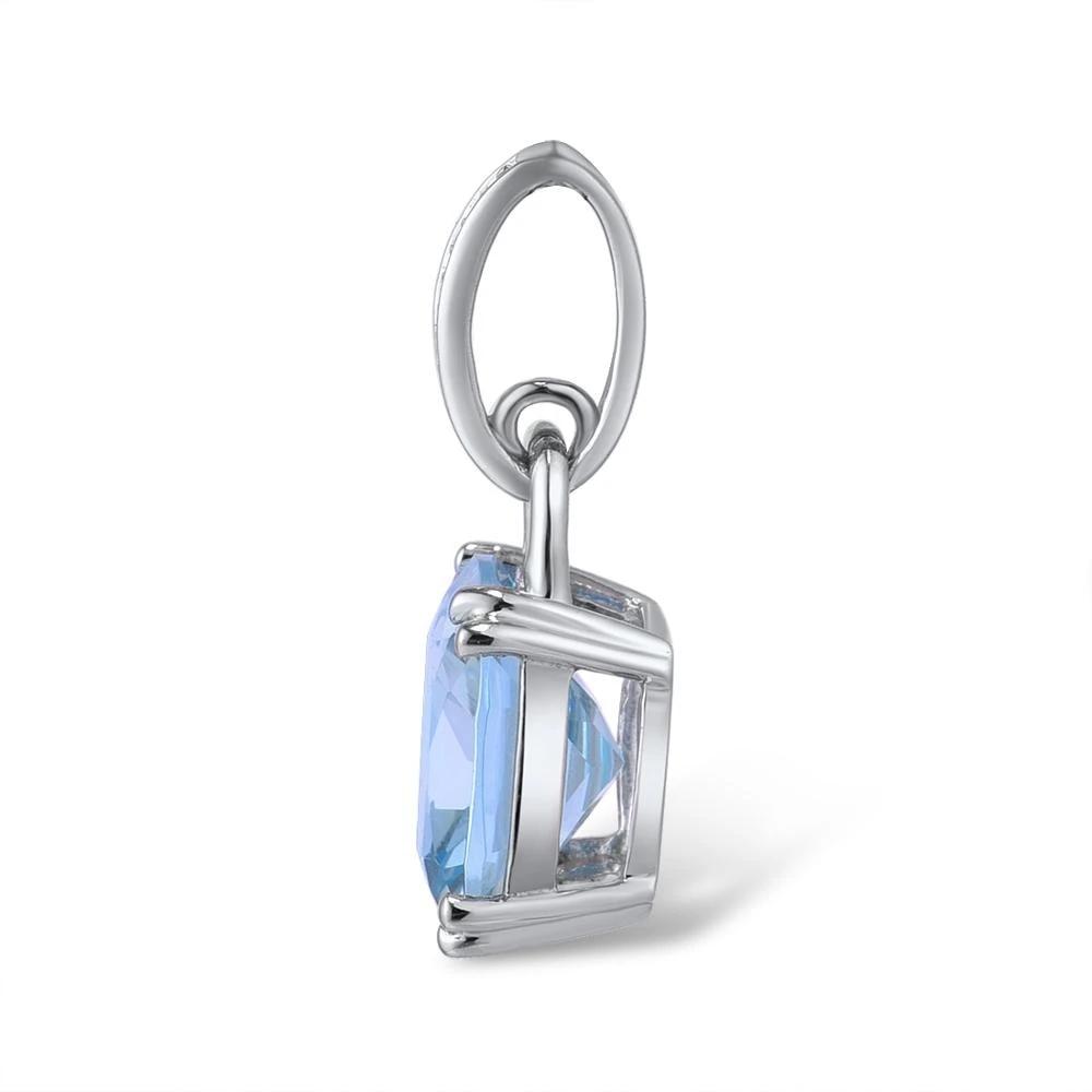 Genuine 14K 585 White Gold/Rose Gold Radiant Sky Blue Topaz or Sparkling Garnet Pendant