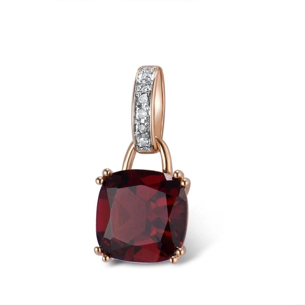Genuine 14K 585 White Gold/Rose Gold Radiant Sky Blue Topaz or Sparkling Garnet Pendant