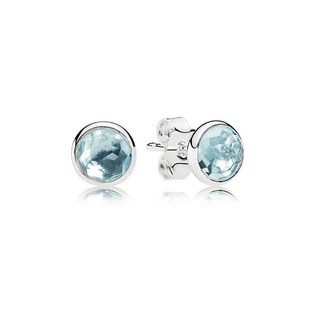 Water Drop Shape Birthstone Earings on Pure 925 Sterling Silver