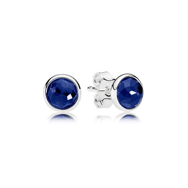 Water Drop Shape Birthstone Earings on Pure 925 Sterling Silver