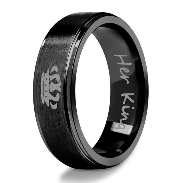 His Queen Her King Lovers Stainless Steel Rings