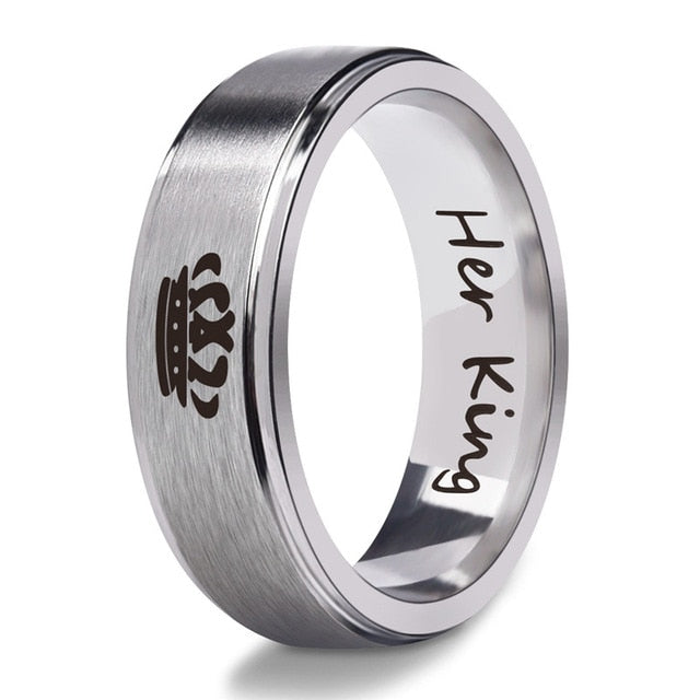His Queen Her King Lovers Stainless Steel Rings