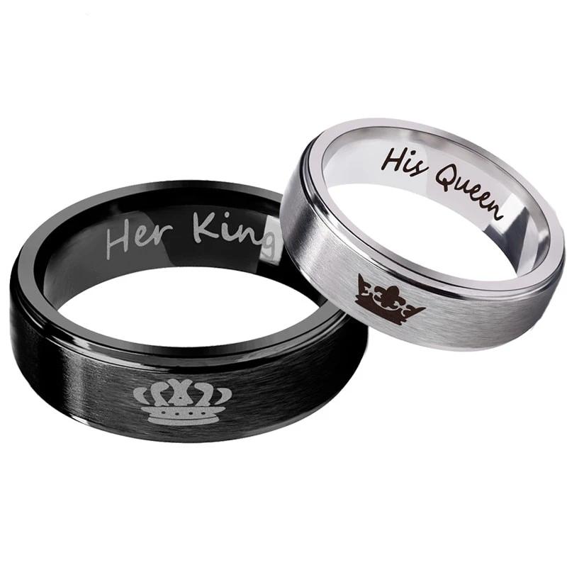 His Queen Her King Lovers Stainless Steel Rings