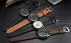 V6 V0270 Mens Quartz Watch with Tan Leather Band/Black Face