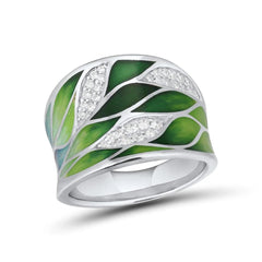 Set of Handmade Eco Bamboo Leaves Ring and Earings for Women