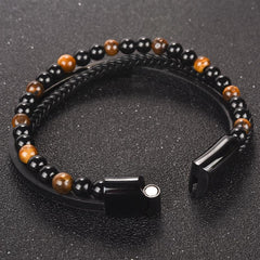 Naturally Handmade Men's Beaded Leather Bracelet