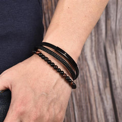 Naturally Handmade Men's Beaded Leather Bracelet