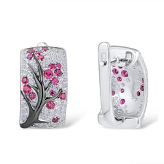 Set of Brilliant Cherry Tree Earrings & Ring