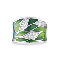 Set of Handmade Eco Bamboo Leaves Ring and Earings for Women