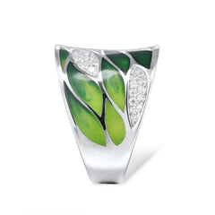 Set of Handmade Eco Bamboo Leaves Ring and Earings for Women