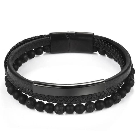 Naturally Handmade Men's Beaded Leather Bracelet