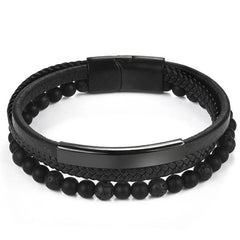 Naturally Handmade Men's Beaded Leather Bracelet