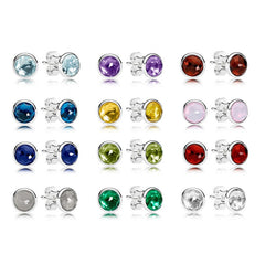 Water Drop Shape Birthstone Earings on Pure 925 Sterling Silver