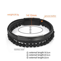 Naturally Handmade Men's Beaded Leather Bracelet